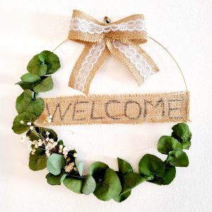 Coroniță pentru ușă sau cameră Welcome cu Eucalipt